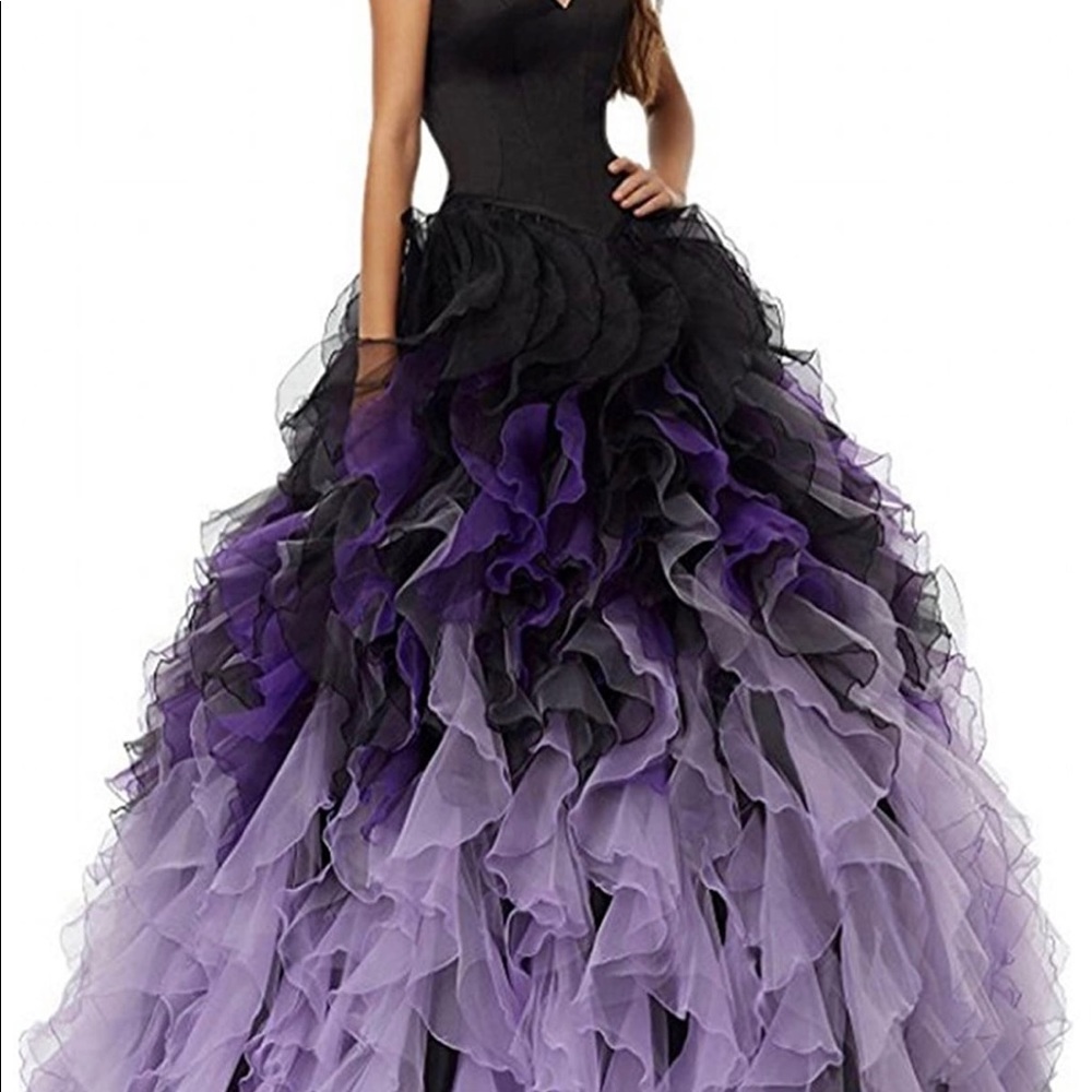 Black and Purple Ombre strapless ballgown
